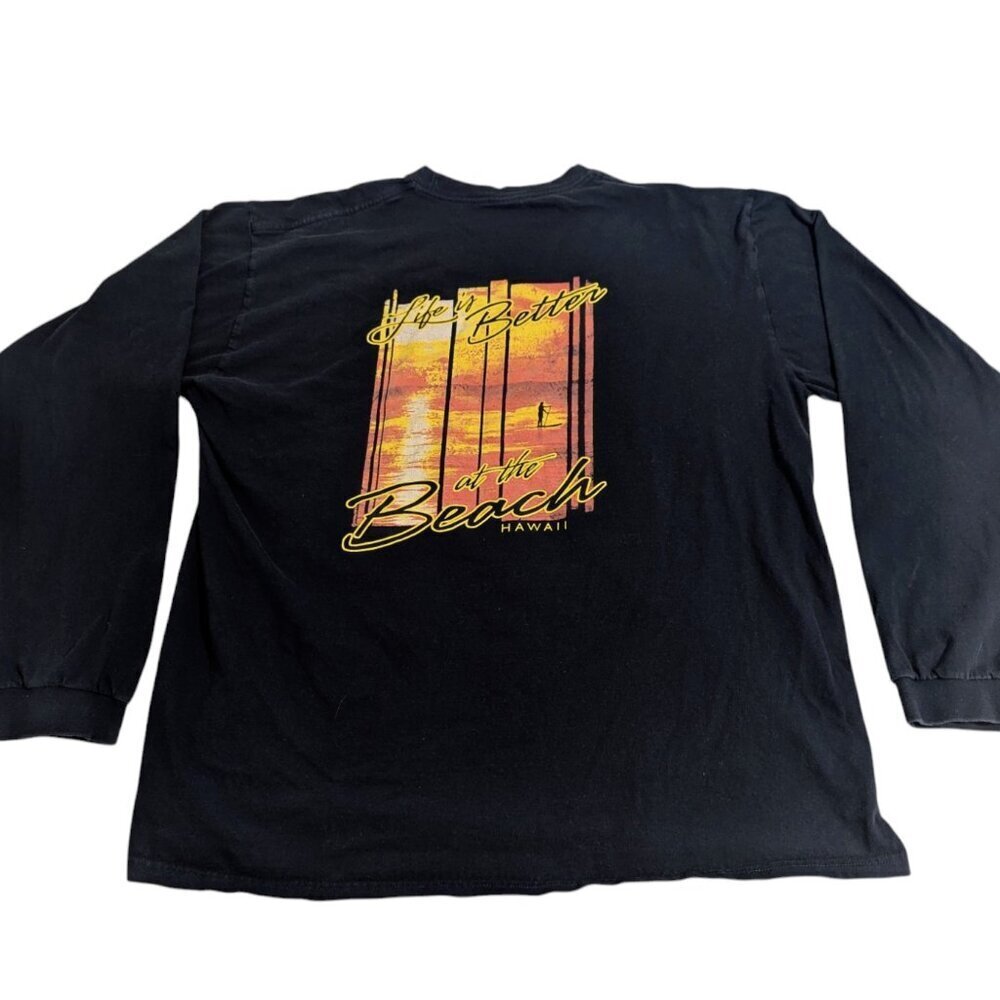 Crazy Shirts Long Sleeve T Shirt Life Is Better At The Beach‎ Hawaii Sunset XL